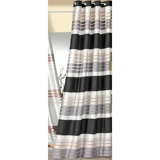 WECKBRODT Vorhang WECKBRODT "Lotta" Gr. 1, grau (anthrazit, grau, perlmuttfarben), B:140cm H:245cm, Polyester, Gardinen, blickdicht mit transparenten Organza-Streifen,glänzend, Gardine, Store