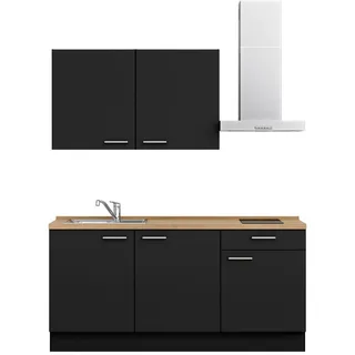 Nobilia Küchenleerblock , Schwarz, Eichefarben , Metall , 1 Schubladen , nur wie online abgebildet bestellbar , 180 cm , Blauer Engel, Pefc, Goldenes M, Made in Germany, DGM-Klimapakt , seitenverkehrt erhältlich, vormontierter Korpus , Küchen, Küchenzeilen & Küchenblöcke, Küchenzeilen, Küchenzeilen ohne Geräte