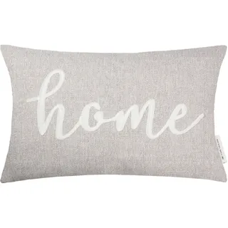 Dekokissen "Home", beige (beige, schriftzug), B:30cm L:50cm, Obermaterial: 96% Polyester, 4% Leinen, Dekokissen_Sitzkissen_Kissenhüllen, Dekokissen, mit Schriftzug