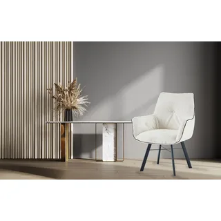 Kayoom Armlehnstuhl KAYOOM "Stuhl Allie 125, mit Armlehne, 180 drehbar, mit Rückholautomatik", beige (creme), B:64cm H:91cm T:61cm, 100% Polyester, Gestell: Eisen, Stühle, Armlehnstuhl, 180-drehbar mit Auto-Rückholfunktion,einfaches Aufstehen mit Armlehne