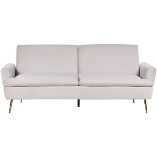 Beliani 3-Sitzer-Schlafsofa Samtstoff Beige Vettre , Beige, Goldfarben , Textil , 210x88x84 cm , Babymöbel & Kindermöbel, Kinderzimmer & Jugendzimmer, Schlafsofas