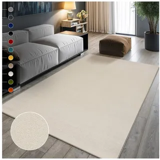Sanat Teppich »UNI , auch als Läufer- und Rundgrößen erhältlich« rechteckig 13 mm Höhe robuster Kurzflorteppich, große Farbauswahl, Wohnzimmer, alle Räume, beige