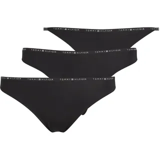 Slip "3 PACK MULTI SHAPE BOTTOM", Damen, Gr. M (38), 3 Stk., schwarz (schwarz, schwarz, schwarz), Jersey, Obermaterial: 79% Polyamid, 21% Elasthan, TOMMY HILFIGER UNDERWEAR, unifarben, körpernah, Unterhosen Slip, mit Shape Effekt