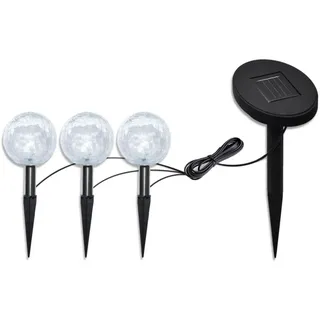 vidaXL Solarkugel 3 LED Gartenleuchten mit Erdspießen & Solarmodul - Weiß