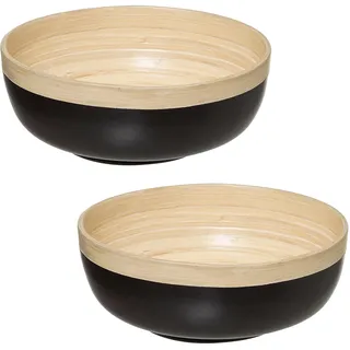 2X SCHWARZE BAMBUS-SALATSCHÜSSEL 20CM + 30CM