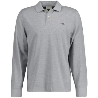 GANT Herren Poloshirt Pique Rugger Langarm-polo - Grey Melange - 5XL
