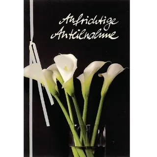 Bsb-Obpacher Trauerkarte White Calla mit Band Spezial Creme 3 Stück