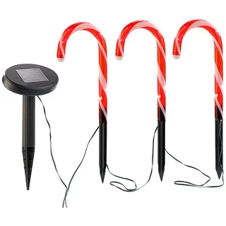 Lunartec Solar-Gartenstecker Zuckerstange 3er Set