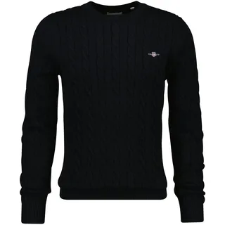 GANT Herren, Cotton Cable C-neck Pullover, schwarz, M, EU