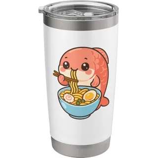Süße Fische essen Ramen Kawaii Food Lover Art Doppelwandiger Edelstahl-Thermobecher