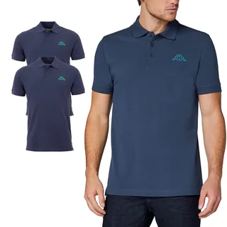 Kappa Herren Polo Shirt VENIST im 2er Pack | Polo-Hemd mit Logodruck| Basic Poloshirts für Männer | Kurzarm Polo für Sport, Freizeit und Büro | L, blau