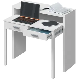 Habitdesign, ausziehbarer Schreibtisch Konsole in Artik weiß – kompakter Tisch für Büro, Flur oder Arbeitszimmer, Maße: 98,5 x 87,5 x 36–70 cm (B x H x T)
