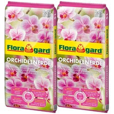 Floragard Orchideenerde 2x5L - für Phalaenopsis und andere Orchideenarten - mit Premium-Dünger und Pinienrinde