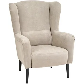 Ohrensessel , Grau , Textil , Birke , massiv , 76x105x85 cm , Wohnzimmer, Sessel, Ohrensessel