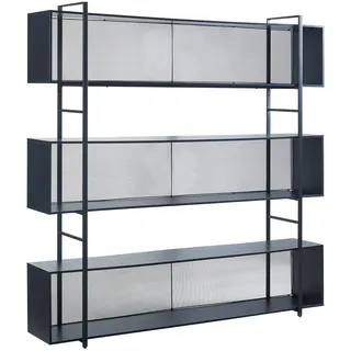 [en.casa] Standregal 180 x 180 x 33 cm Schwarz
