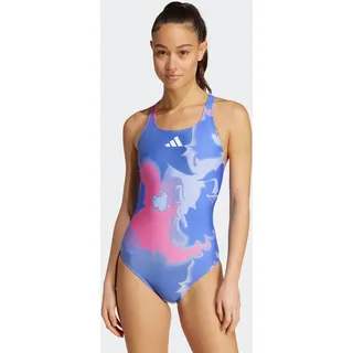 Badeanzug ADIDAS PERFORMANCE "TIE-DYED GRAPHIC V-BACK", Damen, Gr. 34, N-Gr, weiß (cobalt blau, weiß), Obermaterial: 78% Polyester, 22% Elasthan, Badeanzüge Badeanzug