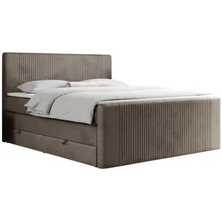 MKS Meble Boxspringbett, doppelbett mit Multipocket-Matratze und zwei Bettkästen - KING DOREN - 180x200cm - Braun - H4 - Braun
