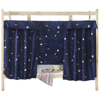 YSXY Bettvorhang Vorhang Hochbett Schlafzelt Spielzelt Kinderbett Bett Etagenbett Studentenwohnheim Kinderzimmer,1.2x2M (2pcs) Planet Muster,Dunkelblau