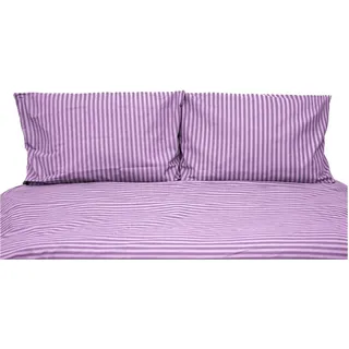 Gestreifte Bettwäsche mit Reißverschluss 220x200 cm, 2x Kissenbezug 80x80 cm Lila - Lila