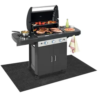 Izrielar Grillteppich, Grillmatte 100x120 cm, rutschfeste Unterlage für Grill und Outdoor-Geräte, ölbeständig, Bodenschutz für Garten und Terrasse - Grau