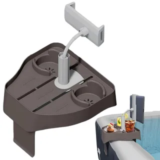 3-in-1 verstellbarer Whirlpool-Tablett mit Getränkehalter Telefonständer - Universal Fit Beistelltisch für aufblasbare Whirlpools, Spas, Pools - Getränke-Snackhalter Zubehör für Erwachsene, Outdoor