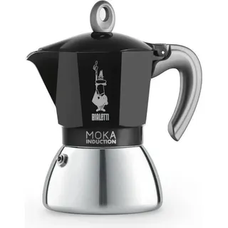 Italienische Espressokanne Bialetti New Moka Induction, 6 Tassen, 0.28 L, Schwarz/Silber, Induktionsgeeignet - Bunt