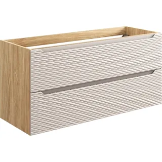 Badezimmerschrank für Waschbecken 120 cm beige Eiche 2 Schubladen - Beige