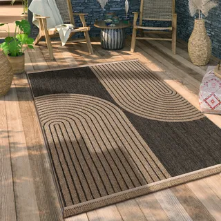 Outdoor Teppich wetterfest & langlebig Modern Jute-Sisal-Optik Terrasse & Balkon Grösse 120x160 cm - Grau