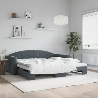 Best Möbel Einzelbett/100x200 cm Tagesbett Ausziehbar Dunkelgrau Samt - Klassische Betten CHYDE5799353 - Grau