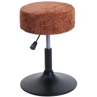 Mendler Hocker HWC-C22, Sitzhocker Schminkhocker, höhenverstellbar drehbar Ø 37cm Stoff Chenille (465g/m2) FSC® ~ terrakotta