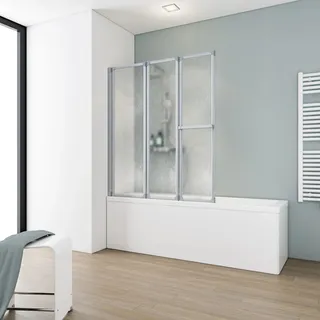 Schulte Badewannenaufsatz Komfort 3-tlg. Kunstglas Alu-Natur 140 cm x 126,8 cm