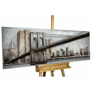 Kunstloft Metallbild Blau 144/44 cm , Blau, Grau , Metall , 9.6x44 cm , Bilder & Rahmen, Bilder, Holz & Metallbilder