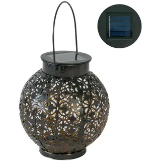 Intirilife Solar Laterne Lampe aus Metall in Schwarz - 15.5 x 16.5 cm - Outdoor Gartenleuchte zur Dekoration für Balkon Garten - Schwarz