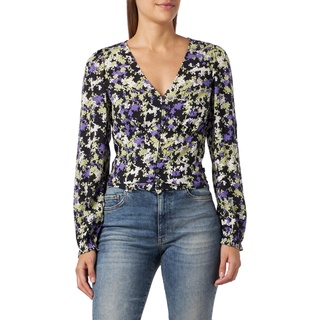 TOM TAILOR Denim Damen 1038129 Cropped Bluse mit Muster, 32418-lilac Green Flower Print, M