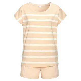 s.Oliver Shorty Set, 2 tlg. mit garngefärbten Streifen im Oberteil, beige, weiß, gestreift