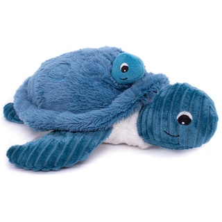 Les Deglingos Les Déglingos PTIPOTOS by Savenou Schildkröte, Mama/Baby, blau, Plüsch, sehr weich, Geschenkidee zur Geburt, 29 cm