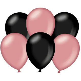 PD-Party 7036584 Party Luftballons | Natürliche Rubber (Latex) | Partei Dekoration, Pack von 6, Metallisch Rose Gold/Schwarz, 30cm Länge x 30cm Breite x 30cm Höhe