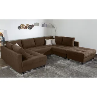 Collection AB Wohnlandschaft Polyester U-Form 3-Sitzer Braun