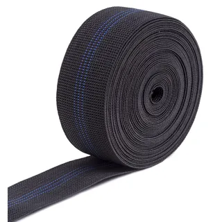 IPEA Gurt für Sofa, Stuhl, Polster, Sessel 10 Meter Länge Elastiches Gummiband Gurtband 3 Streifen Zugband für Sitz, Rückenlehne Elastizität 50% Breite 50 mm BS350T Schwarz