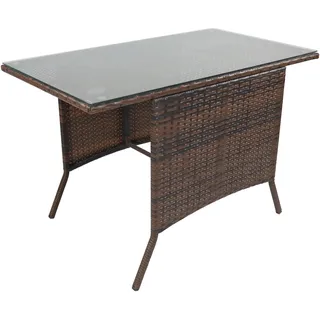 VCM Rattan Gartentisch 114 x 64 x 74 cm Braun