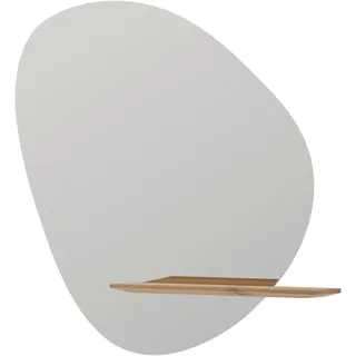 Johann Jakob Wandspiegel , Holz, Glas , Kerneiche , massiv , organisch , 82x81x18 cm , Goldenes M , Ablage , Garderobe, Garderobenspiegel