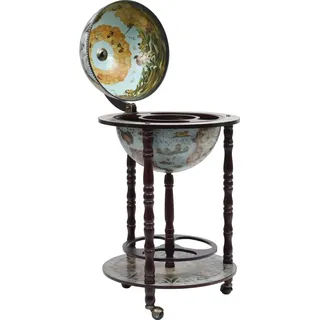 vidaXL Globus-Bar mit Flaschenregal Eukalyptusholz Blau - Blau