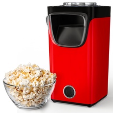 Gadgy Popcornmaschine Heißluft | Popcorn Maker | Ohne Fett und Öl | Popkormaschinene Zücker | Popper | mit Zucker | Fertig in 3 Minuten | Messlöffel Inklusiv, Rot