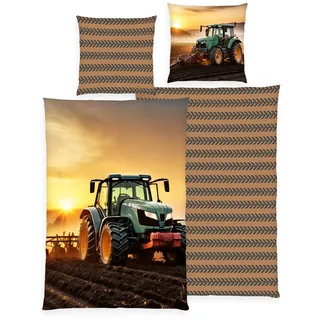 Herding Young Collection Wendebettwäsche »Traktor, Baumwoll-Renforcé« 2 Stk. tlg., braun