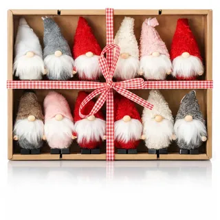COM-FOUR® 12x Premium Weihnachtsmann-Anhänger für den Weihnachtsbaum | Christbaum-Figuren Anhänger als Baumbehang - Weihnachtsschmuck oder Geschenk-Anhänger - schwedisch-skandinavische Deko-Trolle