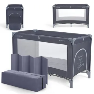 KIKKABOO SO GIFTED, Kinderreisebett 120x60 cm, bis 15 kg, Faltbar & Kompakt, Tragbar mit Transporttasche, Zusammenklappbar für Reise & Urlaub, Marineblau