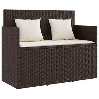 vidaXL Gartenbank mit Kissen Braun Poly Rattan - Beige