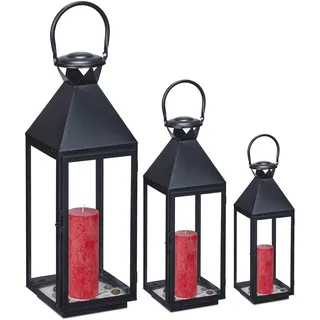 Relaxdays Kerzenständer-Set Relaxdays Metall/Glas Schwarz