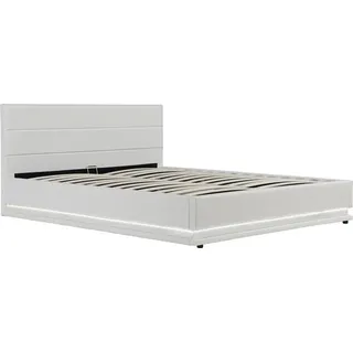 Habitat et Jardin Bett mit LED und Bettkasten anastasia - 140 x 190 cm - Weiß - Weiß