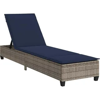 vidaXL Sonnenliege mit Auflagen Grau 55x200x25,5cm Poly Rattan - Grau